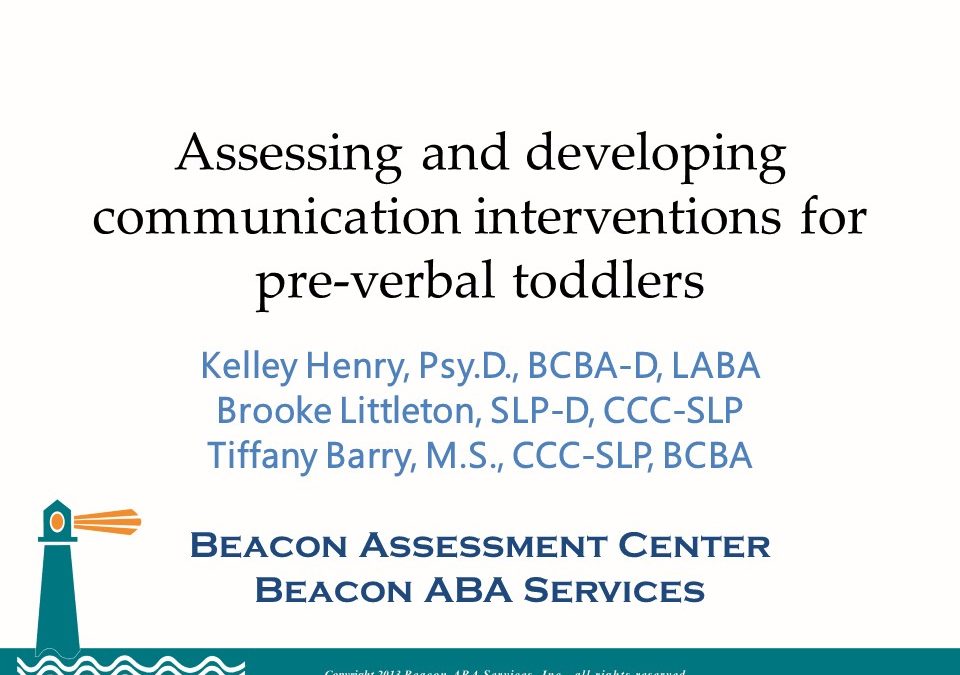 2019 MEIC Presentation: “Assessing and Developing Communication Interventions for Preverbal Toddlers”