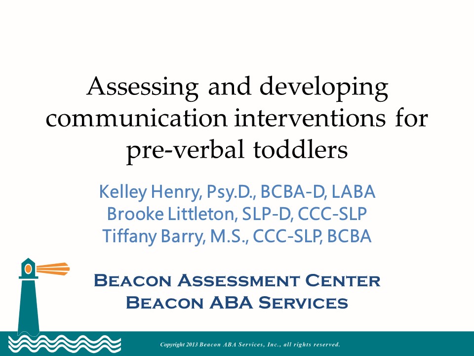 2019 MEIC Presentation: “Assessing and Developing Communication Interventions for Preverbal Toddlers”
